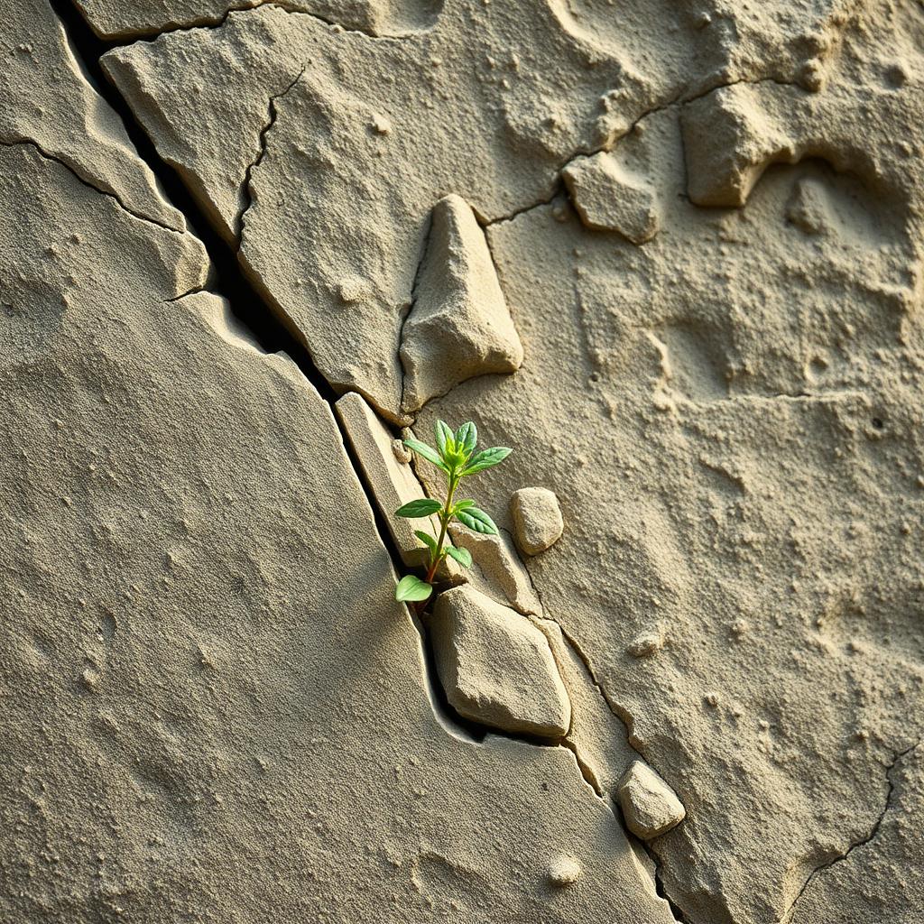 Una pequeña planta naciendo de una roca